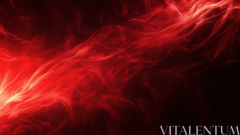 Plasma-grade crimson energy filament in turbulent motion field.