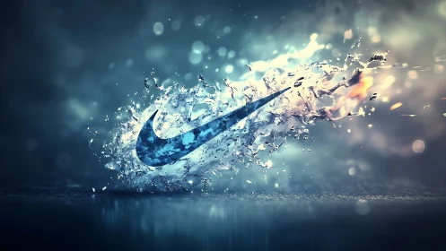 Splashing swoosh of energy in motion and shimmering light.