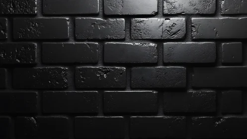 Dark monochrome brick wall with glossy textured surface.