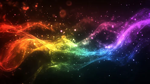 Spectral light trails with luminous particle dispersion on black