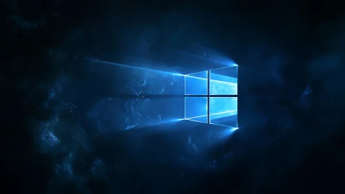 Stellar window portal carves neon light through digital night