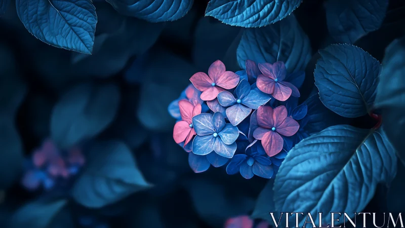 Twilight Hydrangeas: Where Blue Midnight Waltzes With Blushing Petals