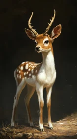 Young spotted deer rendered in dramatic photorealistic light
