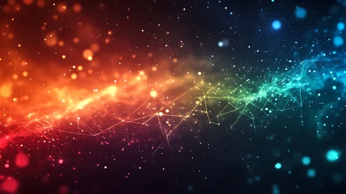 Spectral light wave with polygonal data mesh and bokeh field