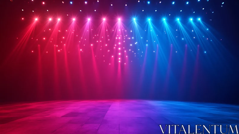 Bicolor stage wash under red and blue moving head beams.