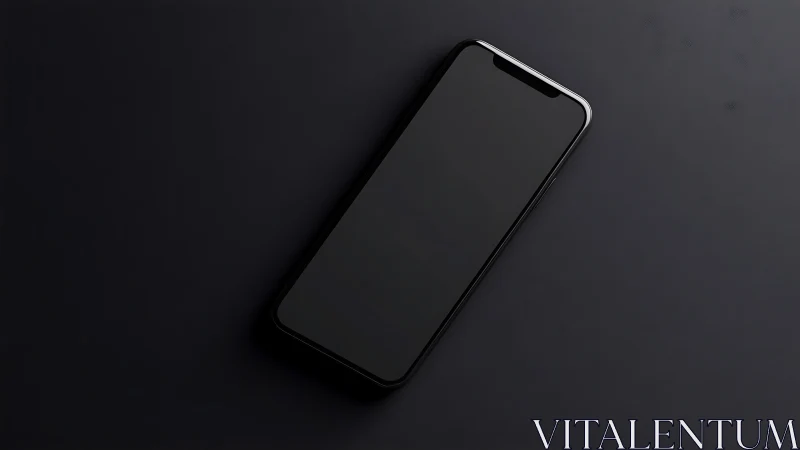Minimalist Black Smartphone on Dark Surface.