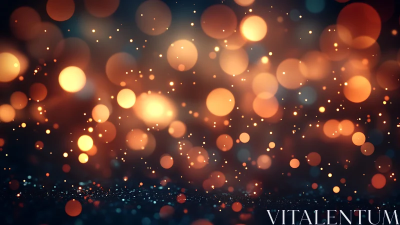 Warm golden bokeh lights abstract background in festive style.