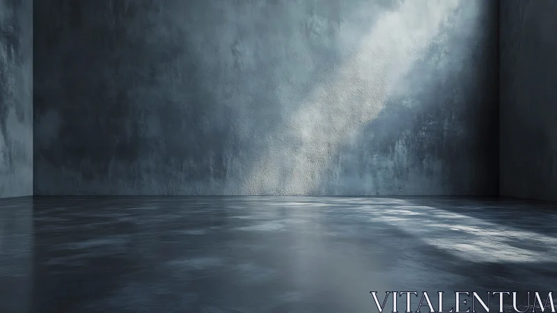 Minimalist concrete room bathed in soft diagonal light.