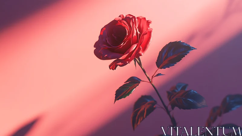 Vibrant Rose Bloom Under Cinematic Gradient Lighting with Sharp Focus and Color Separation