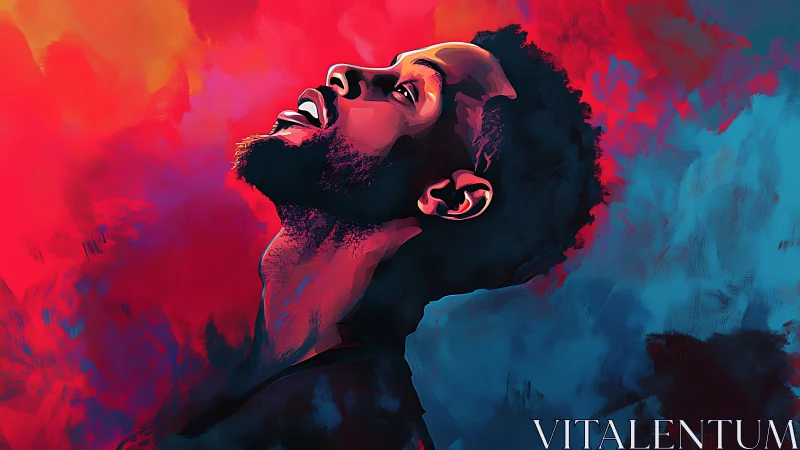 Neon Reverie Rising: Portrait Drenched In Fire And Sky.