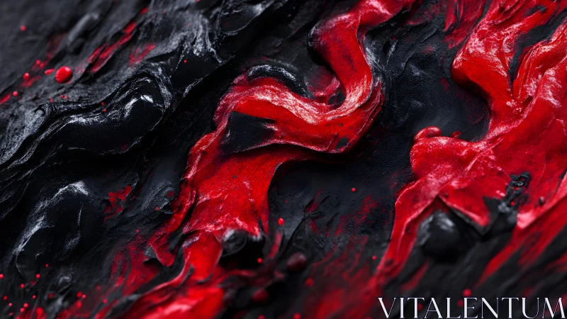 Abstract red and black textured paint strokes, modern art style.