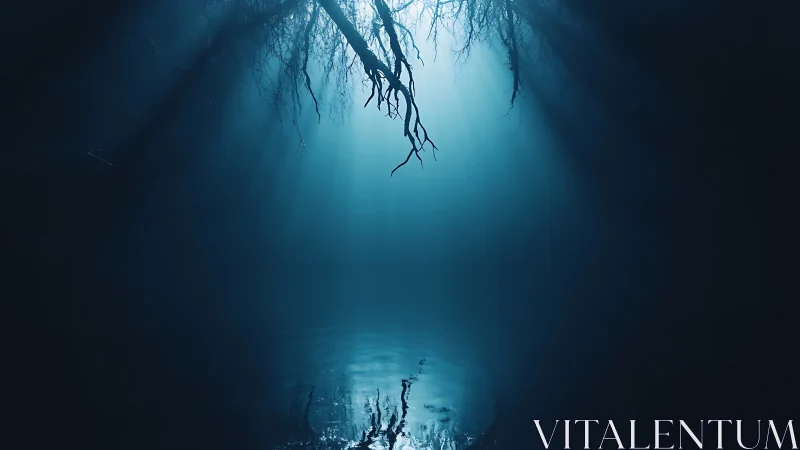 Soft moonlit water welcomes quiet roots and drifting light