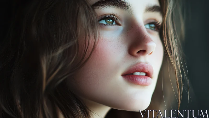 Rendered close-up portrait shows detailed youthful face