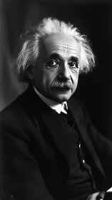 Expressive elderly scholar in monochrome studio portrait.