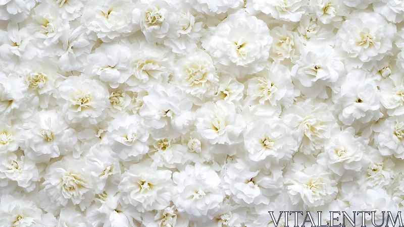 Dense cluster of white peonies with pale yellow stamen centers.