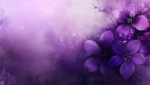 Floral composition with purple flowers against gradient background