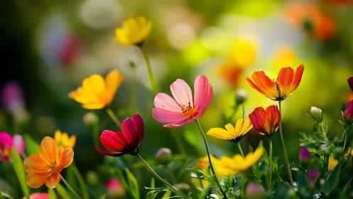 Garden's Joy: Cosmos Dancing in Afternoon Light.
