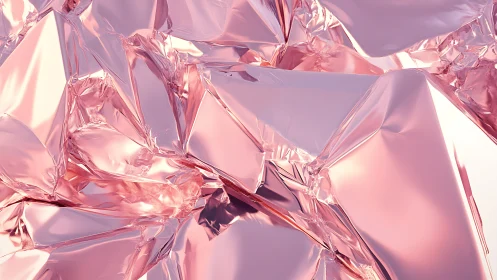 Wrinkled metallic rose-gold foil with high specular reflections rendered