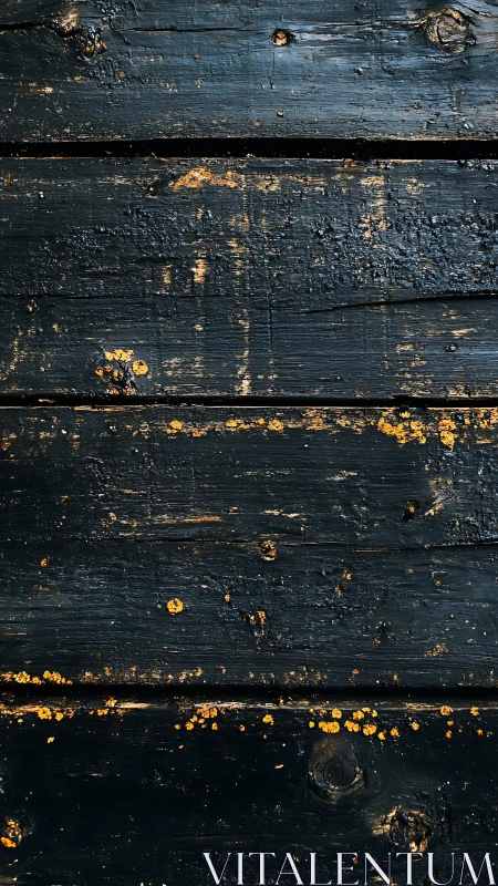 Weathered dark wood boards with speckled golden texture.