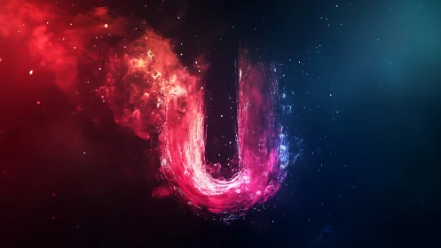 Luminescent U-shaped energy plume in high-contrast nebular field