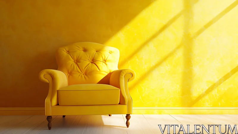 Yellow armchair in high-key interior lighting study