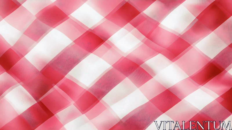 Gingham textile wave pattern in red and white check design.