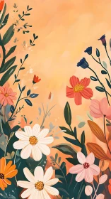 Garden's Warm Embrace: Blossoms Dancing in Apricot Glow.