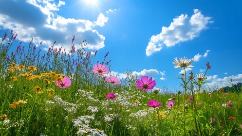 Luminous Wildflower Meadow: Chromatic Natural Composition.