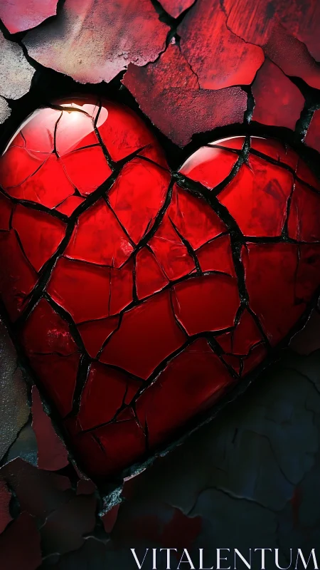 Fractured surface rendered in red with black segmentation lines