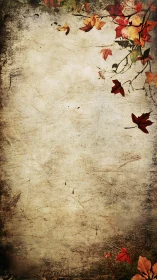 Weathered parchment background with scattered autumn leaves.