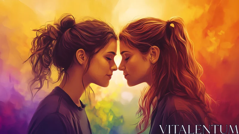 Two profiles facing inward against warm gradient background.