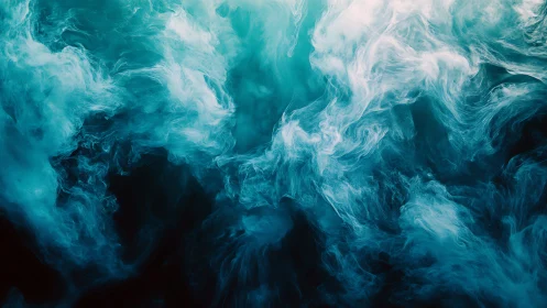 Cyan fluid dynamics cloudscape with turbulent diffusion field