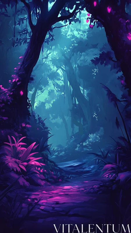 Bioluminescent Forest Pathway Discovery.