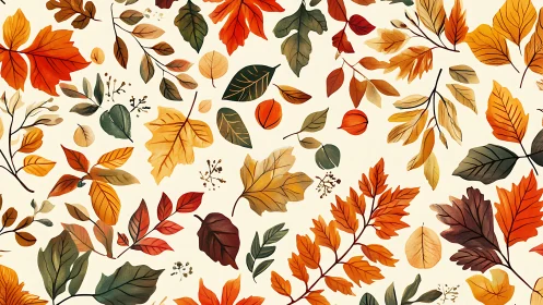 Autumn leaves pattern shows varied species on light background