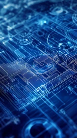 Digital circuit blueprint renders layered technical schematics
