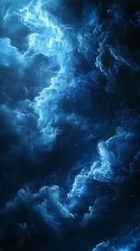 Celestial blue nebula rendered in high-contrast digital painting