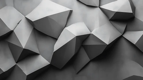 Geometric low poly concrete wall with angular facets pattern.