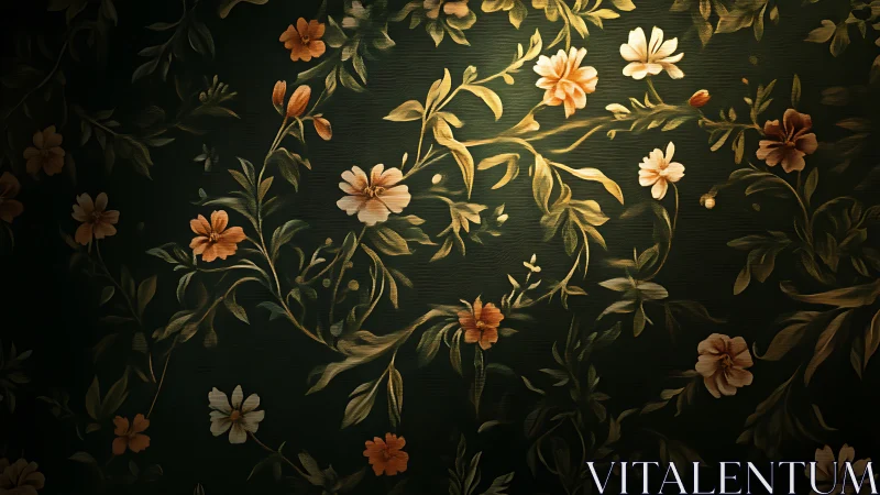 Elegant Garden Blooms Dance Across Deep Green Canvas