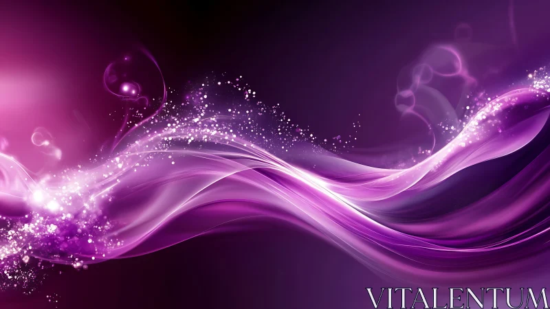 Luminous violet light waves sweep through sparkling space.