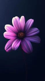 Violet Daisy Blooms Against Darkness.