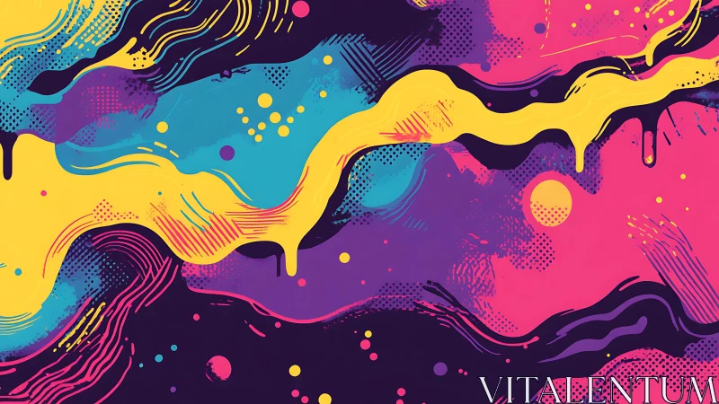 Multicolored abstract fluid shapes on dark gradient background.