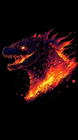 Blazing lava dragon roaring with fierce molten energy.