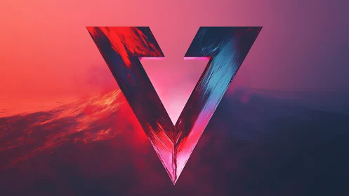 Angular V-shaped prism with brushed reflective surface gradients