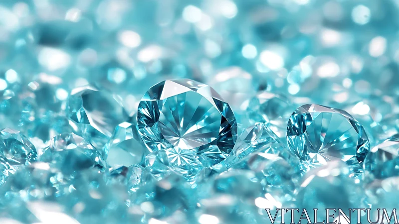 Photorealistic aqua gemstones in shallow depth-of-field focus.