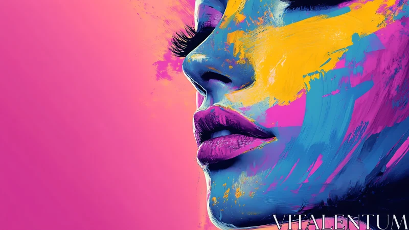 Neon kiss of color across a dream-bright painted face.