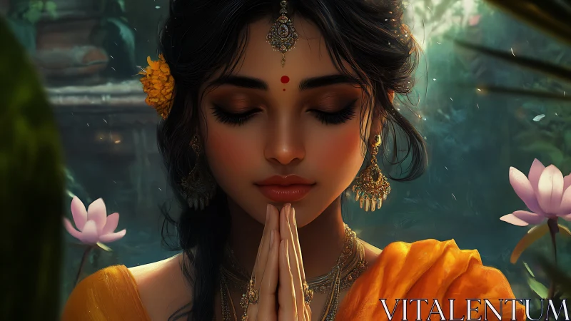 Serene lotus prayers bloom in warm sunset-tinted devotion