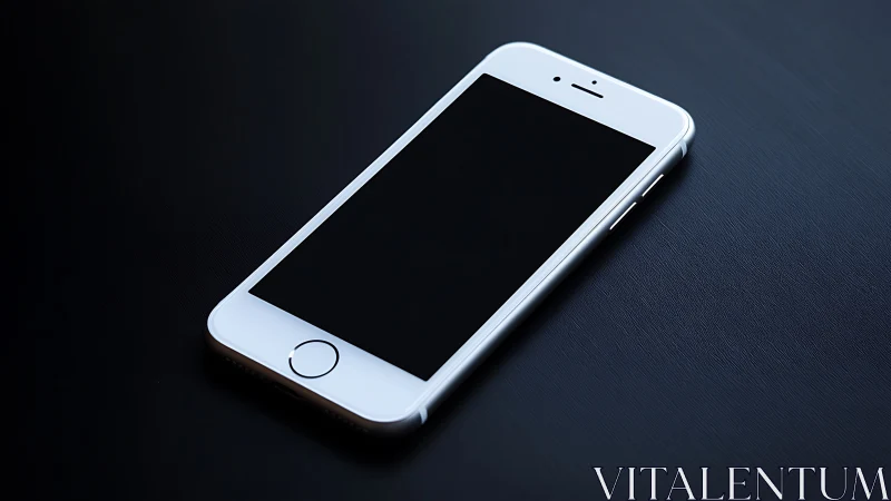 White smartphone displayed on dark textured surface