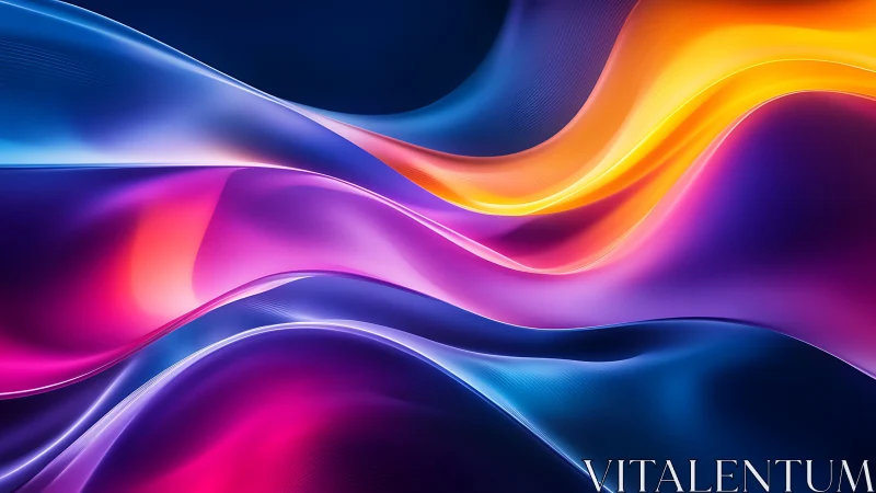 Chromatic light waves flowing across deep gradient space.