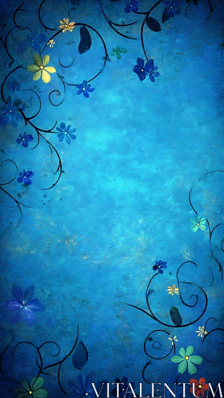 Midnight Garden Dreams Dance in Electric Blue Infinity
