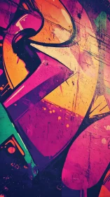 Neon graffiti curves glow boldly on an urban concrete wall